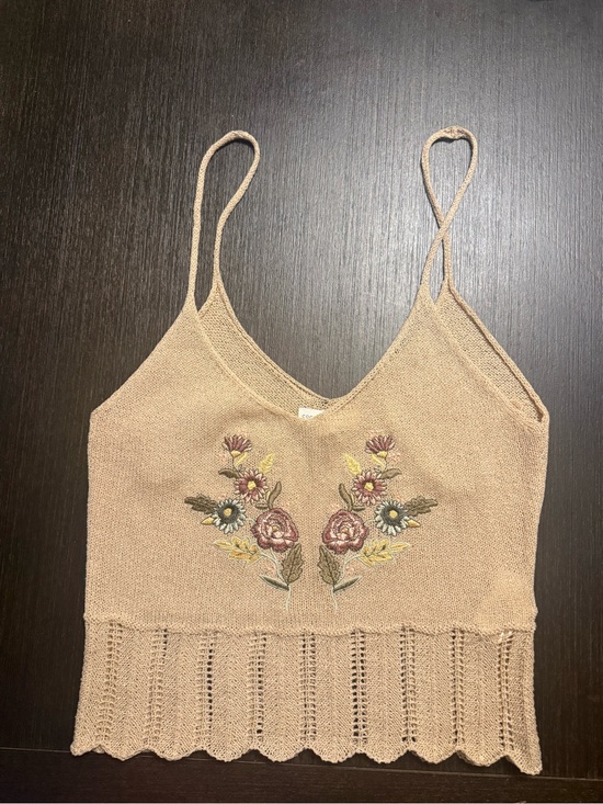 coco + jaimeson Tops - Cottagecore Floral Embroidered Knit Cami Boho Fairycore Tank Top